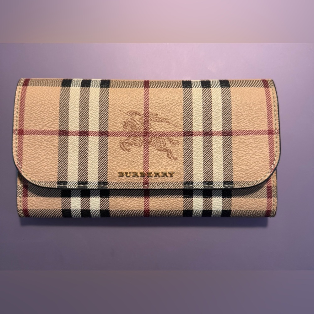 Burberry Tan and Black Checkered Wallet